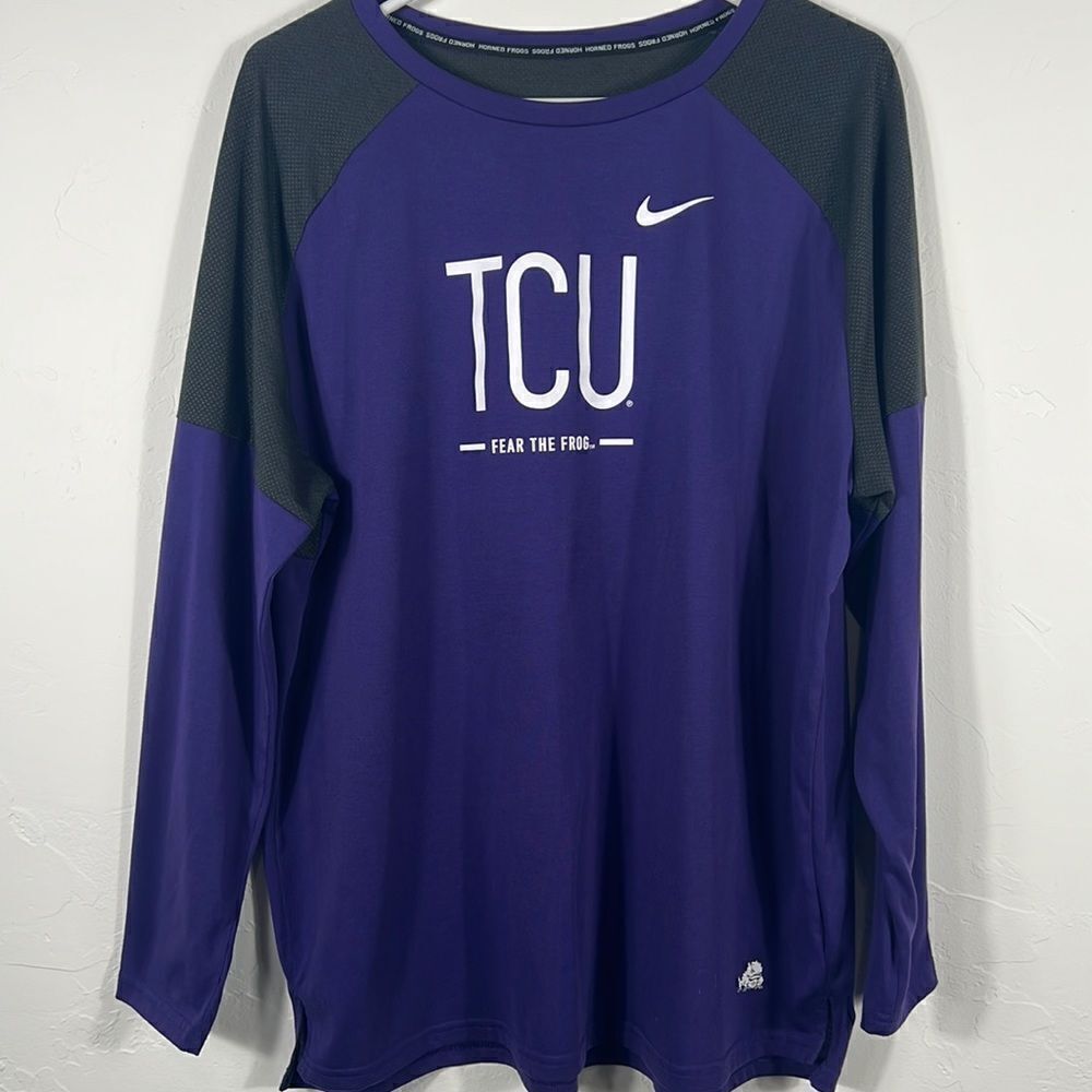 🔥🏈 NIKE TCU Texas Christian University Women Sz XL TAILGATE RAGLAN SHIRT - EUC